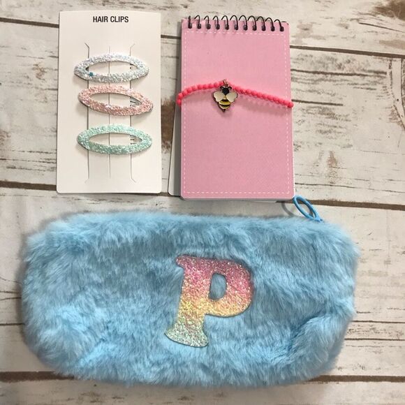 Initial P Bag Zipper Pouch Mini notebook hair accessories bracelet bundle monogr - Picture 2 of 6